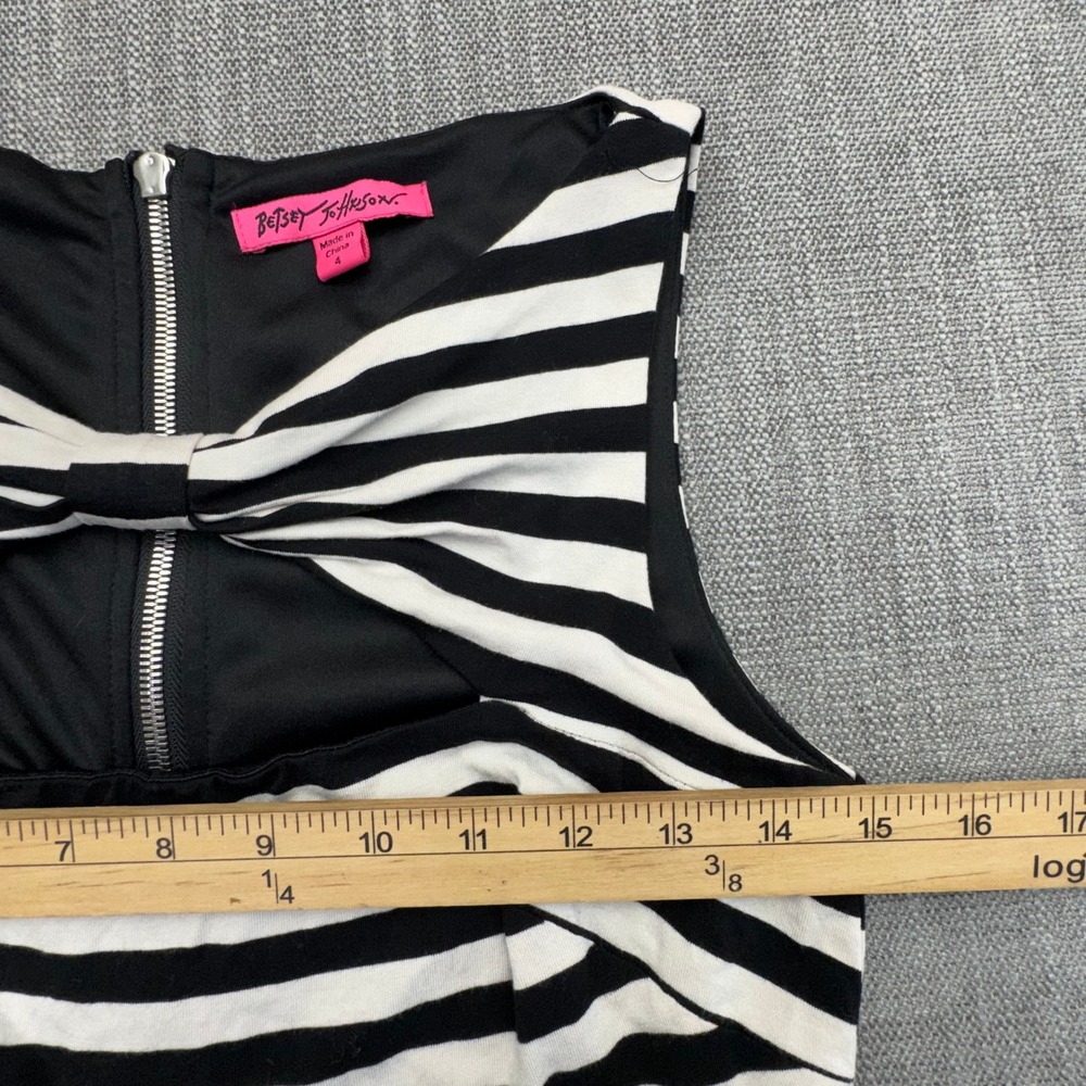 Betsey Johnson Striped Bow Cutout Mini Dress Size 4 Y2K Pinup - Picture 7 of 13
